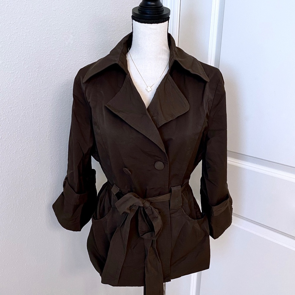 LUII Brown Jacket with Bell Sleeves and Belt